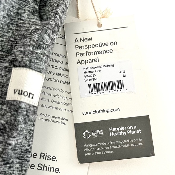NWT Vuori Halo Essential Wide leg pants Size Medium M Heather Grey - Picture 8 of 8